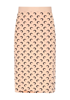 Marine Serre moon print midi skirt - Neutrals