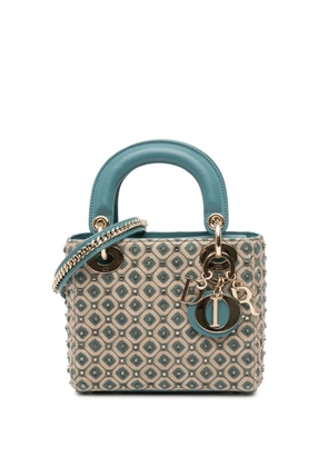 Christian Dior Pre-Owned 2022 Mini Canvas Honeycomb Embroidery Crystal Lady Dior satchel - Brown