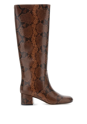 TWINSET 50mm snake-print block-heel boots - Brown