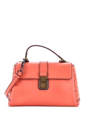Bottega Veneta Pre-Owned Piazza Top Handle Bag Leather with Intrecciato Detail Small satchel - Pink