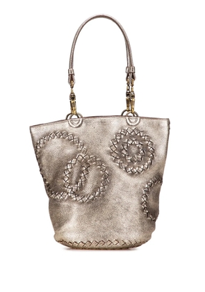 Bottega Veneta Pre-Owned 2007 Small Metallic Intrecciato Trimmed Cervo bucket bag - Gold