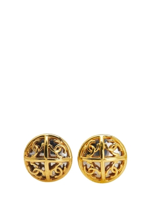 CHANEL Pre-Owned 2008 Gold Plated and Silver Plated CC Round Clip On Earrings costume earrings