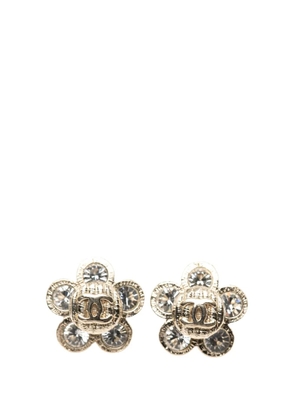 CHANEL Pre-Owned 2007 Gold Plated CC Crystal Floral Push Back Earrings costume earrings