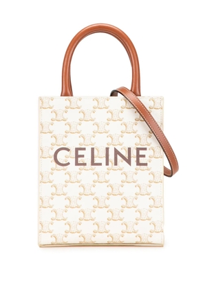 Celine Pre-Owned 2021 Mini Triomphe Coated Canvas Vertical Cabas satchel - White
