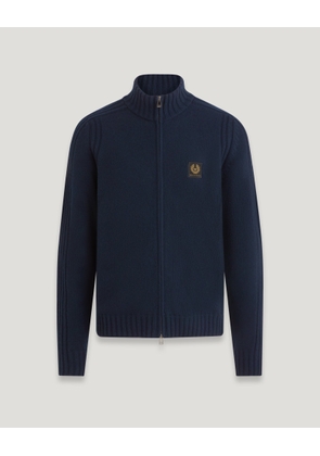 Belstaff Watch Zip Cardigan Men's Lambswool Dark Ink Size 2XL