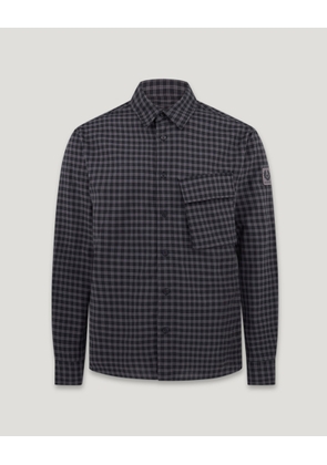 Belstaff Scale Shirt Men's Brushed Cotton Black / Tornado Grey Size 2XL