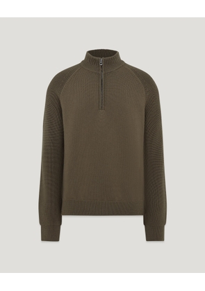 Belstaff Aspect Quarter Zip Jumper Men's Merino Wool Major Brown Size S