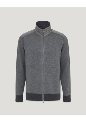 Belstaff Kelby Zip Cardigan Men's Merino Wool Charcoal / Mid Grey Size L