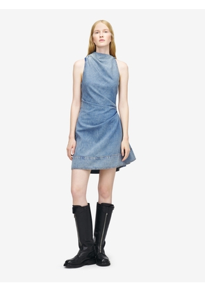ALEXANDER MCQUEEN - Denim Asymmetric Mini Dress - Item 857115QMAD14383