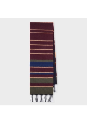Paul Smith Burgundy Merino-Cashmere Stripe Scarf Red