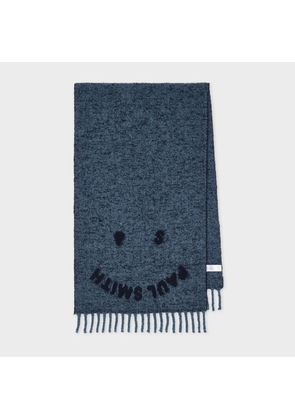 Paul Smith Navy 'Happy' Logo Scarf Blue