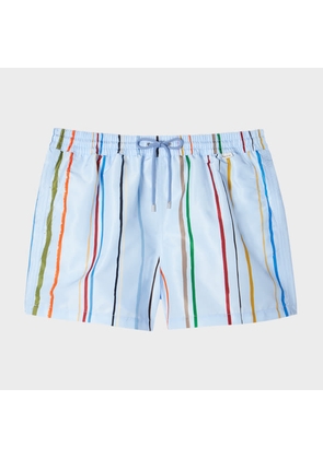 Paul Smith Light Blue 'Painted Stripe' Swim Shorts