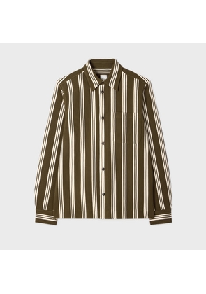 Paul Smith Khaki Cotton-Blend Jersey Stripe Shirt Green