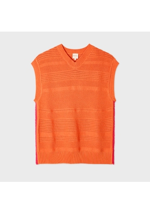 Paul Smith Orange Textured Cotton Knitted Vest