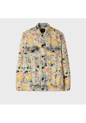 PS Paul Smith 'Good Fortune Floral' Print Denim Jacket White