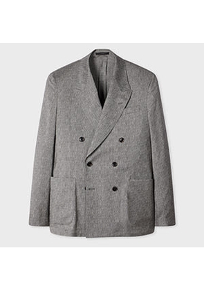 Paul Smith Grey Wool Jacquard Double-Breasted Blazer