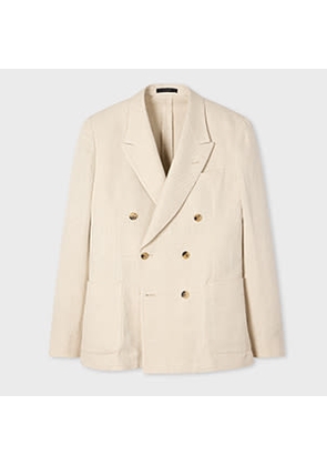 Paul Smith Ecru Cotton-Linen Twill Double Breasted Blazer White