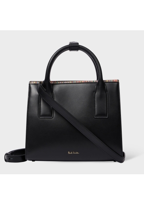 Paul Smith Women's Black Leather 'Signature Stripe' Top Handle Bag