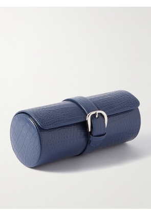 Rapport London - Croc-Effect Leather Watch Roll - Men - Blue