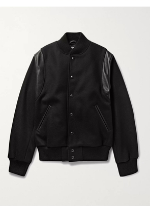 Golden Bear - Hayes Leather-Panelled Melton Virgin Wool-Blend Varsity Jacket - Men - Black - XS