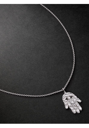 Sydney Evan - Large Nugget Hamsa 14-Karat White Gold Necklace - Men - Silver