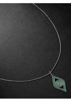 Sydney Evan - Large Evil Eye White Gold Diamond Pendant Necklace - Men - Green