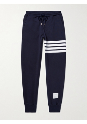 Thom Browne - Tapered Striped Loopback Cotton-Jersey Sweatpants - Men - Blue - 0
