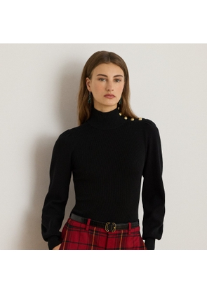Button-Trim Mockneck Jumper
