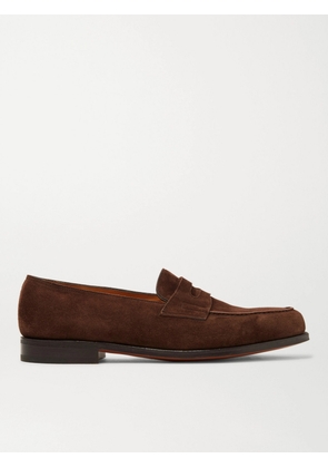 John Lobb - Lopez Suede Penny Loafers - Men - Brown - UK 5