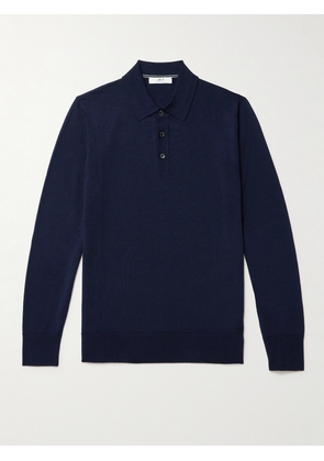 Mr P. - Merino Wool Polo Shirt - Men - Blue - XS
