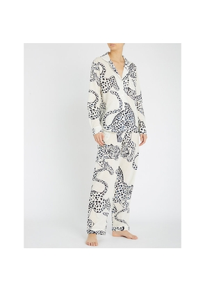 Womens Desmond And Dempsey Printed Regular-Fit Cotton-Poplin Pyjama Set