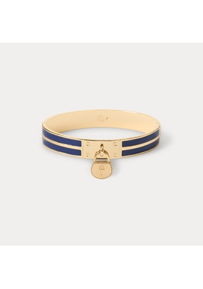Gold-Plated Padlock-Charm Hinge Bangle