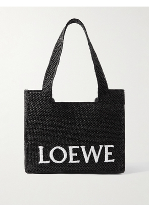 LOEWE - Medium Logo-Embroidered Raffia Tote Bag - Men - Black