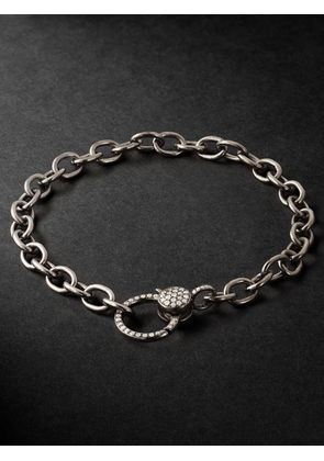 Ileana Makri - Oxidised Sterling Silver, 14-Karat White Gold and Diamond Chain Bracelet - Men - Silver - 19