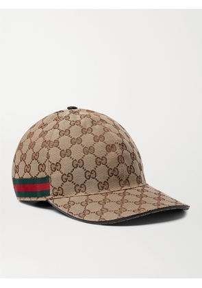 Gucci - Webbing-Trimmed Monogrammed Canvas Baseball Cap - Men - Brown - XS