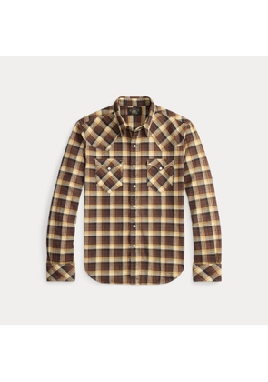 Slim Fit Plaid Twill Western Shirt