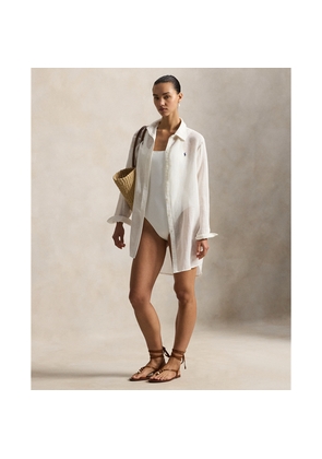 Cotton-Linen Shirtdress Cover-Up