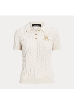 Cable-Knit Cotton Polo Jumper