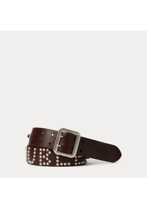 Studded-Logo Leather Belt