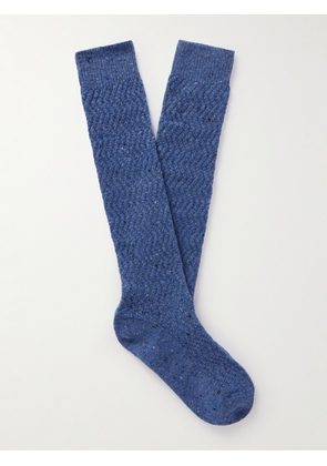 Loro Piana - Gisborne Cashmere-Bouclé Socks - Men - Blue - M