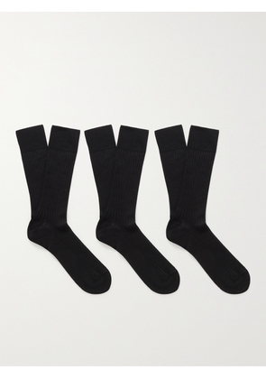 NN07 - Three-Pack Ribbed Cotton-Blend Socks - Men - Black