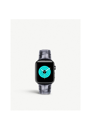 Mens Mintapple Apple Watch Alligator-Embossed Leather Strap and Stainless Steel Case 38mm/40mm