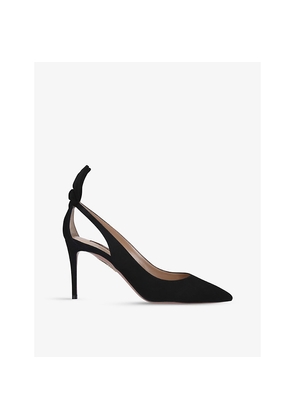 Womens Aquazzura Bow Tie Suede Heeled Pumps