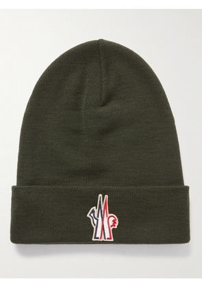 Moncler Grenoble - Logo-Appliquéd Ribbed Wool Beanie - Men - Green