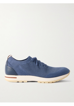 Loro Piana - 360 Flexy Leather-Trimmed Knitted Wish® Wool Sneakers - Men - Blue - EU 40
