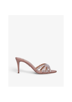 Womens Aquazzura Tequila Embellished Leather Heeled Sandals