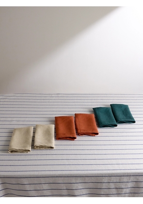 The Conran Shop - Set of Six Embroidered Linen Napkins - Men - Neutrals