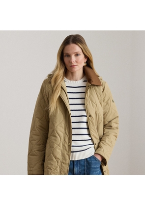 Twill-Trim Onion-Quilted Hooded Jacket