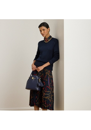 Belting-Print Pleated Georgette Skirt