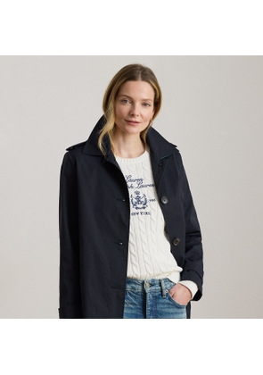 Embroidered-Crest Twill Trench Coat